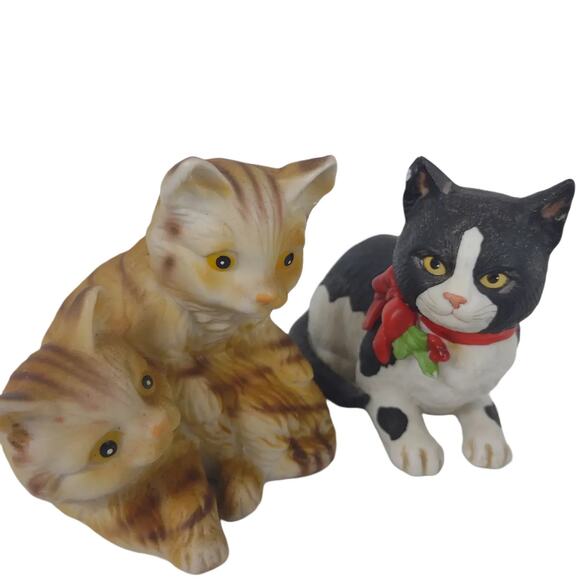 Vintage 80s Set of 2 Ceramic Cat Figurines, Tabby Kittens, Schmid Gordon Fraser - Picture 2 of 7
